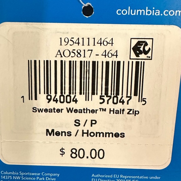 NWT Columbia Sweater Weather Half-Zip Men’s Small - Picture 2 of 7